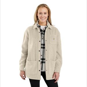 Carhartt Women’s Loose Fit Fleece Shirt Jac Jacket in BlackBerry Heather